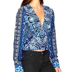 FREE PEOPLE WILD & FREE PAISLEY LONG SLEEVE TOP